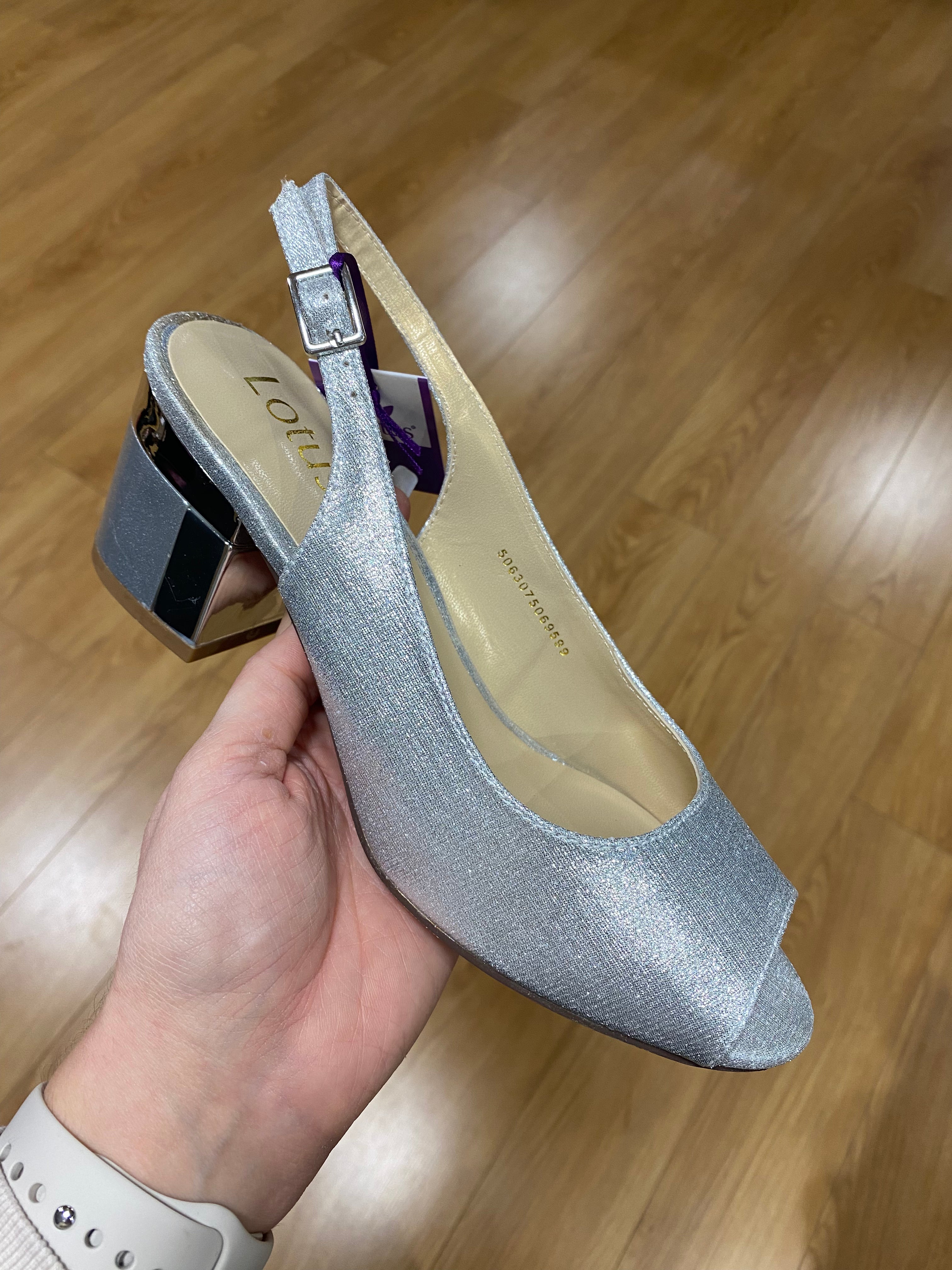 Lotus Evelyn Silver Shimmer Slingback Dresser 46