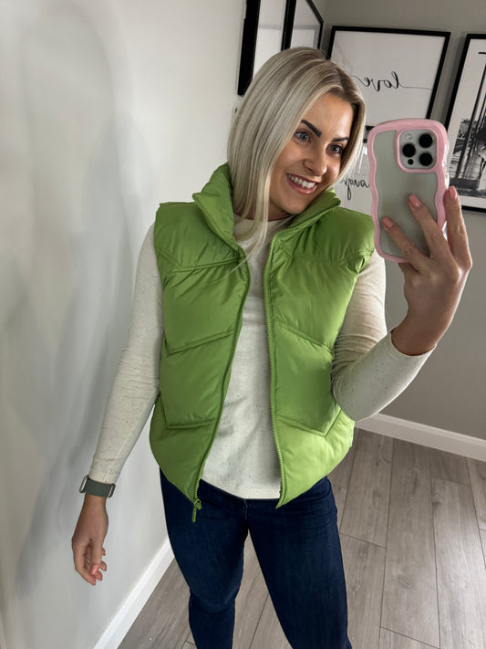 Freequent Green Quilt Gilet