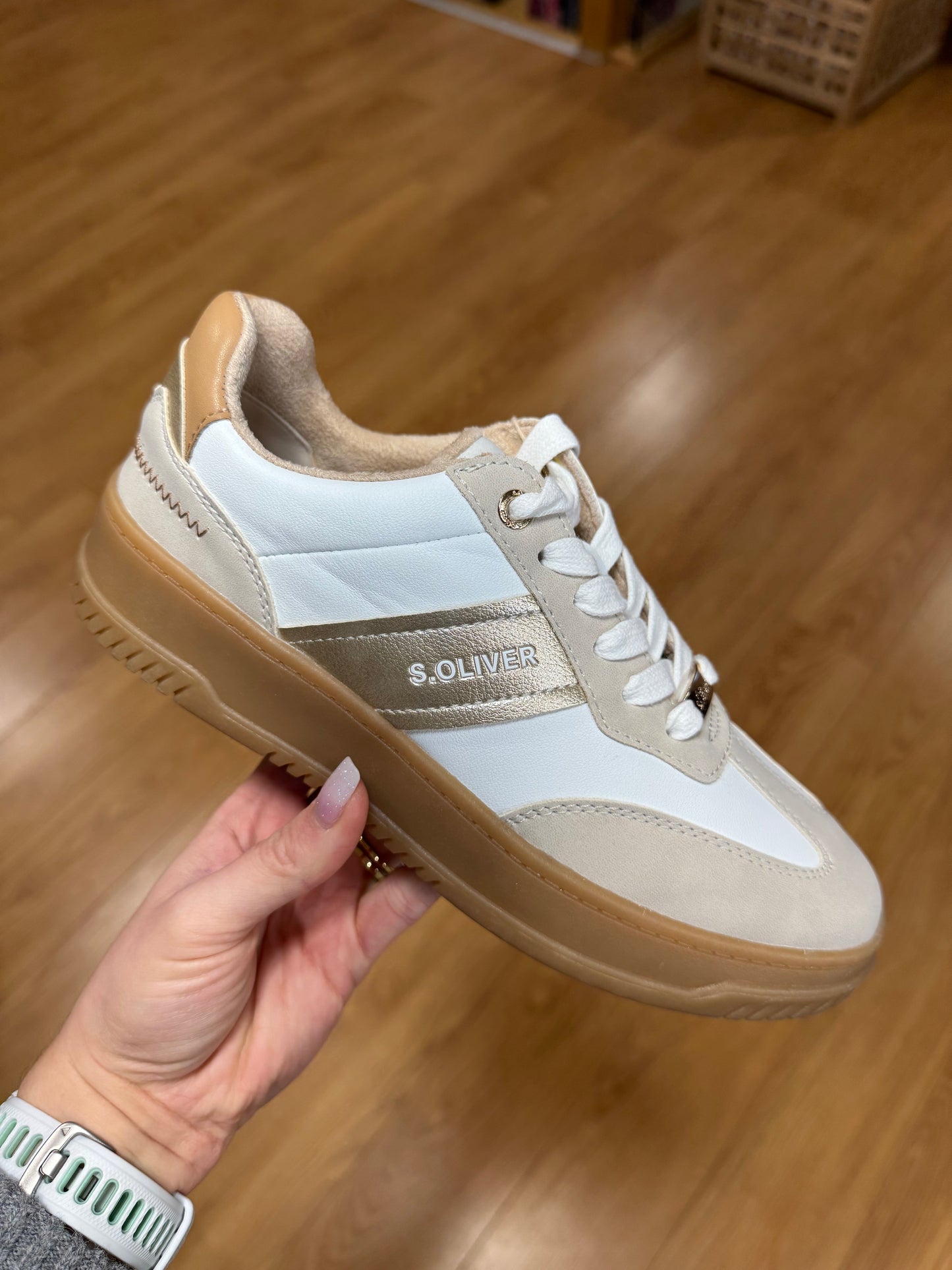 S. Oliver Beige/White Gum Trainer