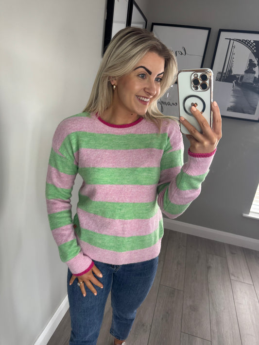 Rant & Rave Harlee Pink Stripe Jumper