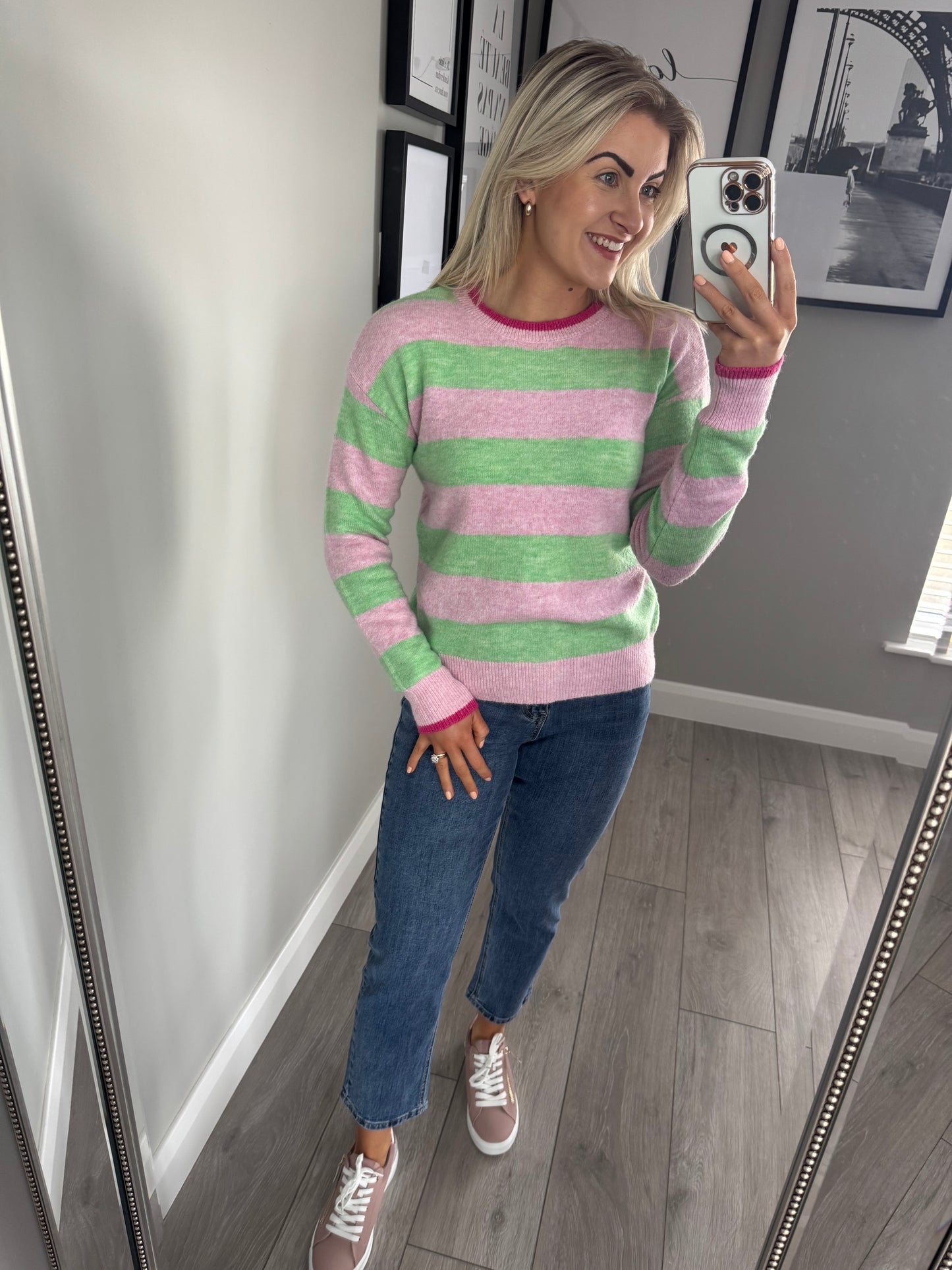 Rant & Rave Harlee Pink Stripe Jumper