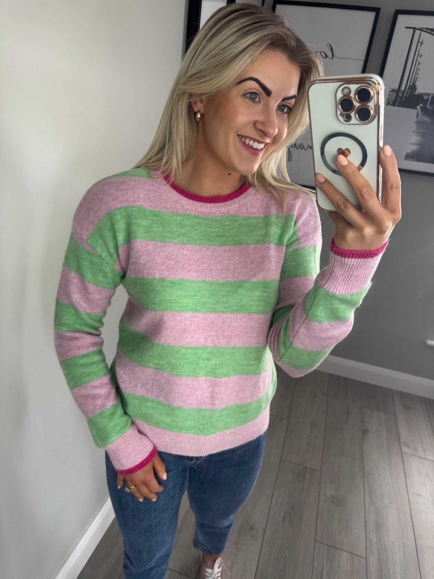 Rant & Rave Harlee Pink Stripe Jumper