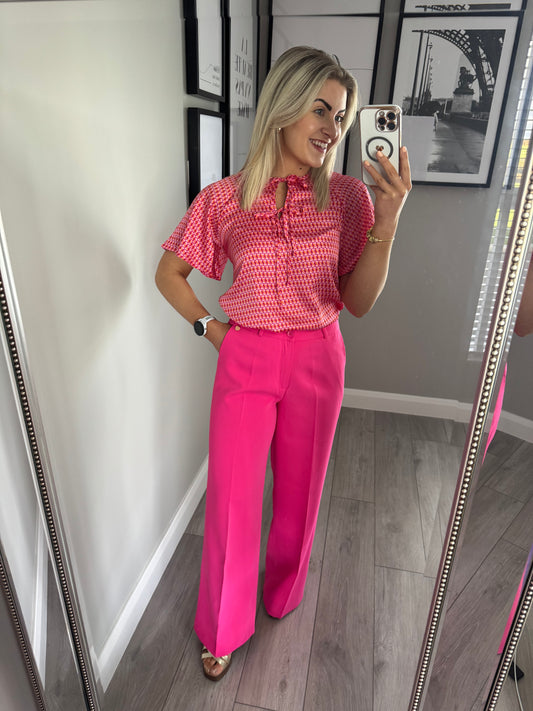 Rant & Rave Isabel Candy Pink Wide Leg Trouser